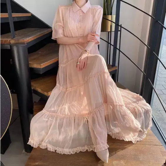 Pomona - Set: Váy Maxi Tay Lửng + Chân Váy Xòe