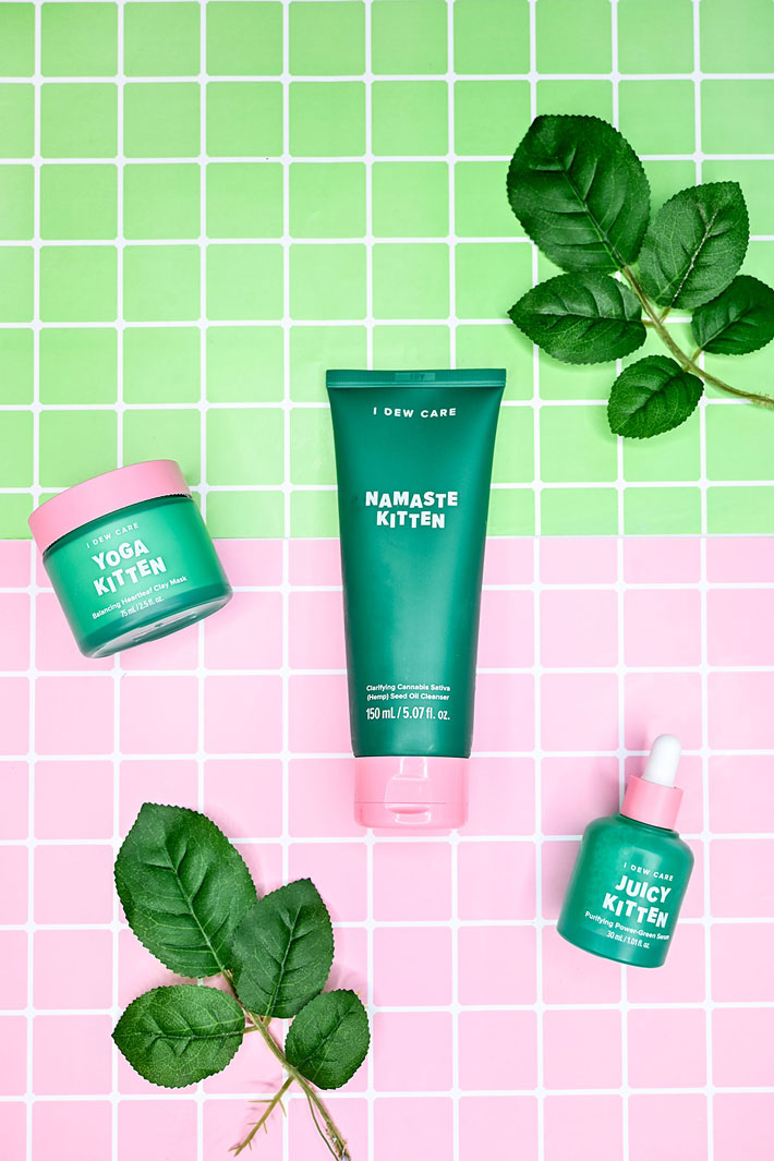 I DEW CARE’s Yogi Kitten Cleanser, Serum and Clay Mask for Oily and Blemish-Prone Skin
