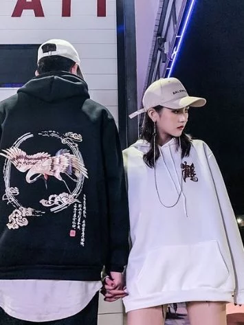 Macho - Áo hoodie in hình con hạc phù hợp với cặp đôi