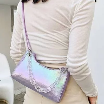 Túi đeo chéo kim loại chuỗi acrylic